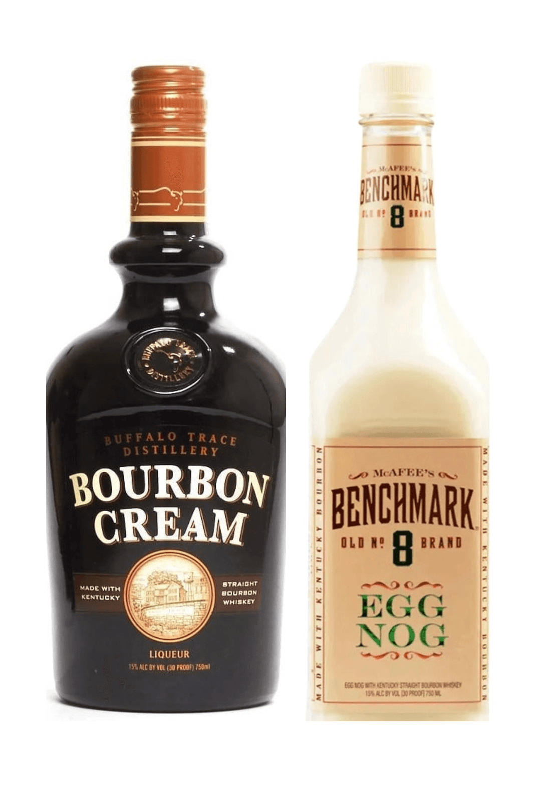 Buffalo Trace Bourbon Cream & Benchmark Old No. 8 Egg Nog With Kentucky Straight Bourbon Whiskey Bundle - Liquor Luxe