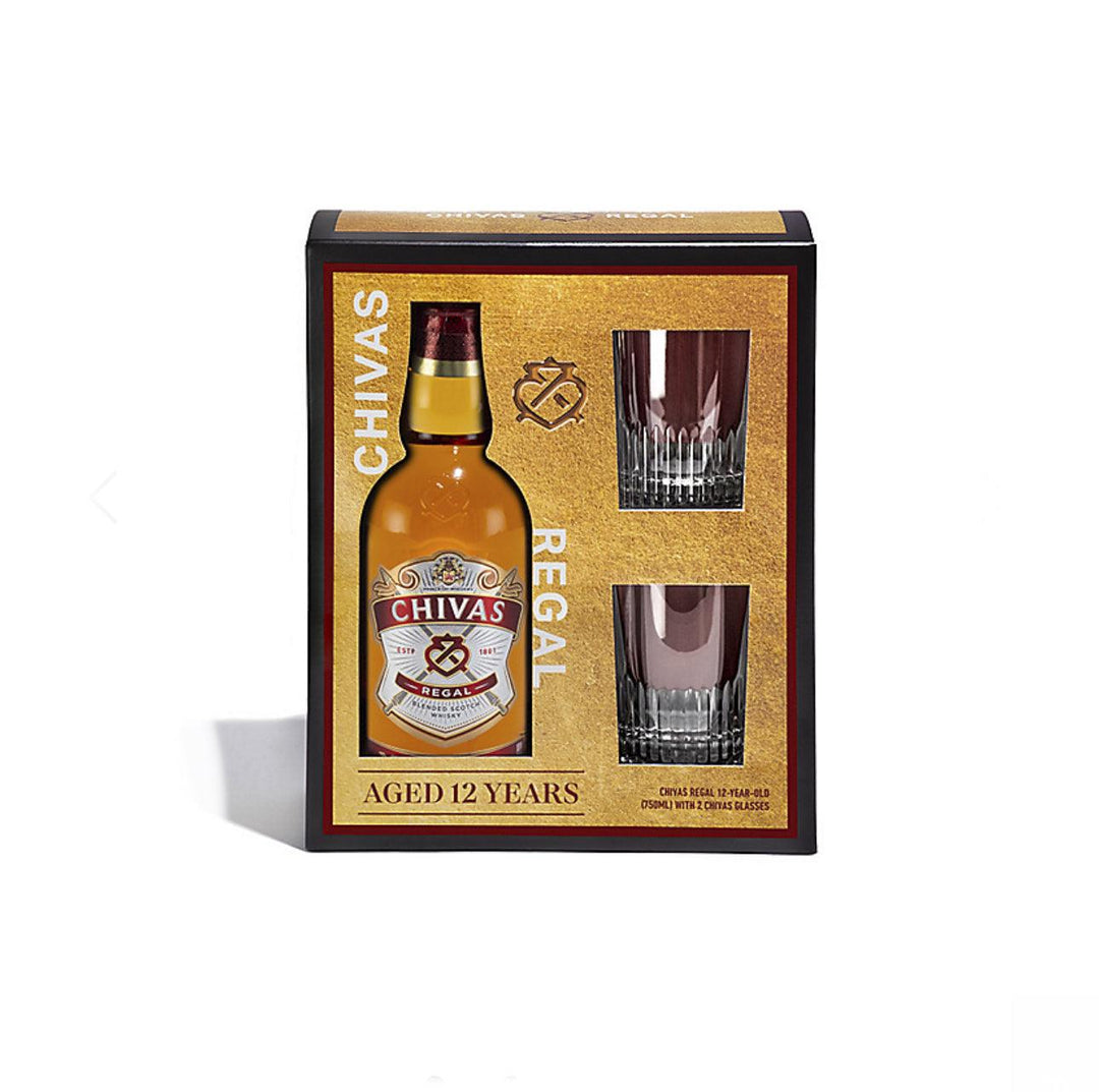 Chivas Regal Blended Scotch 12 Year Gift Set With Glasses - Liquor Luxe
